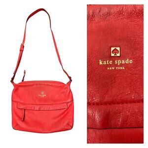 Kate Spade Designer Red Leather CrossBody Over The Shoulder Bag Purse *